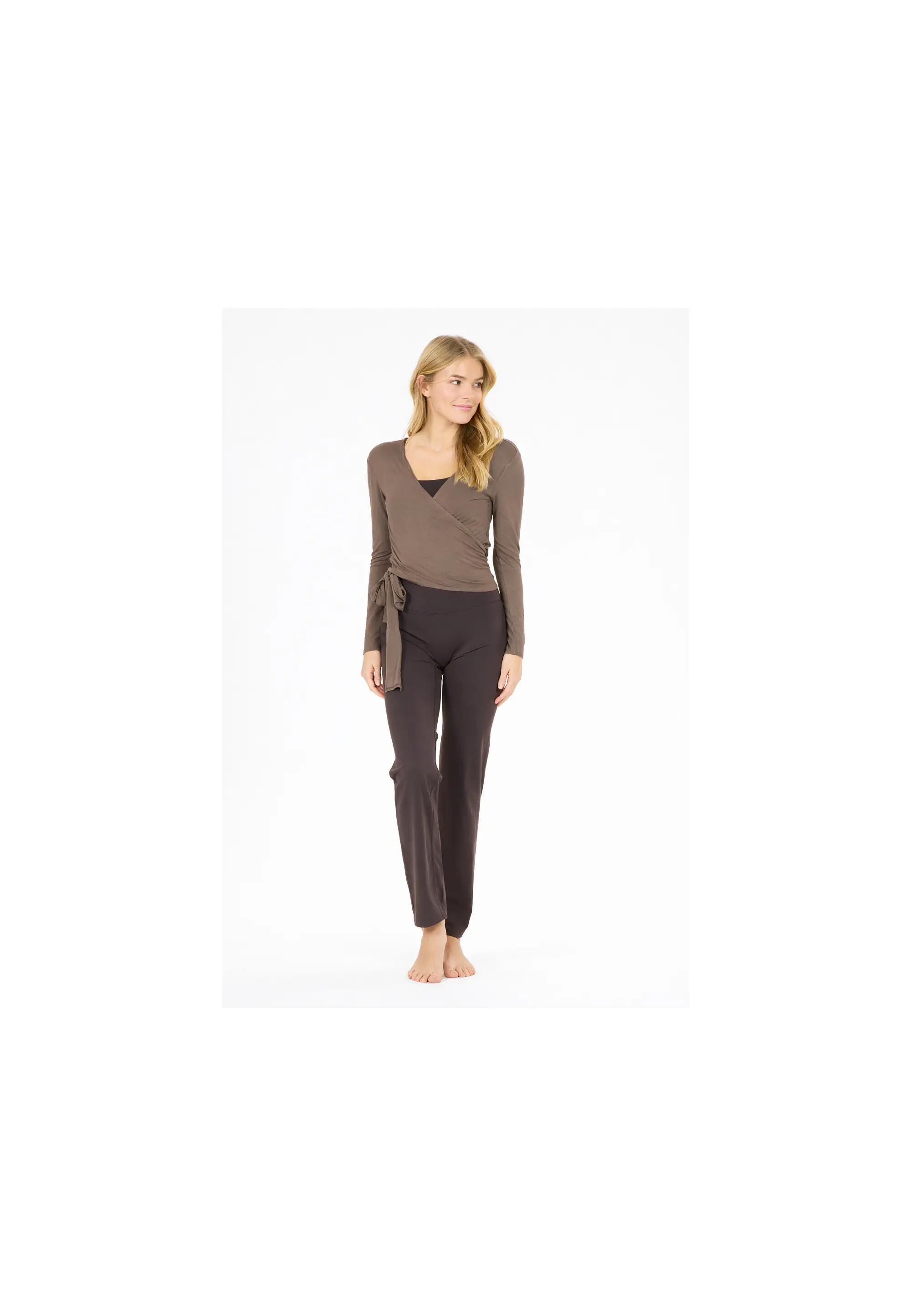 athlecia Walyn W Bluzka kopertowa z wiskozy ze stretch – 1292 Greige 3/8