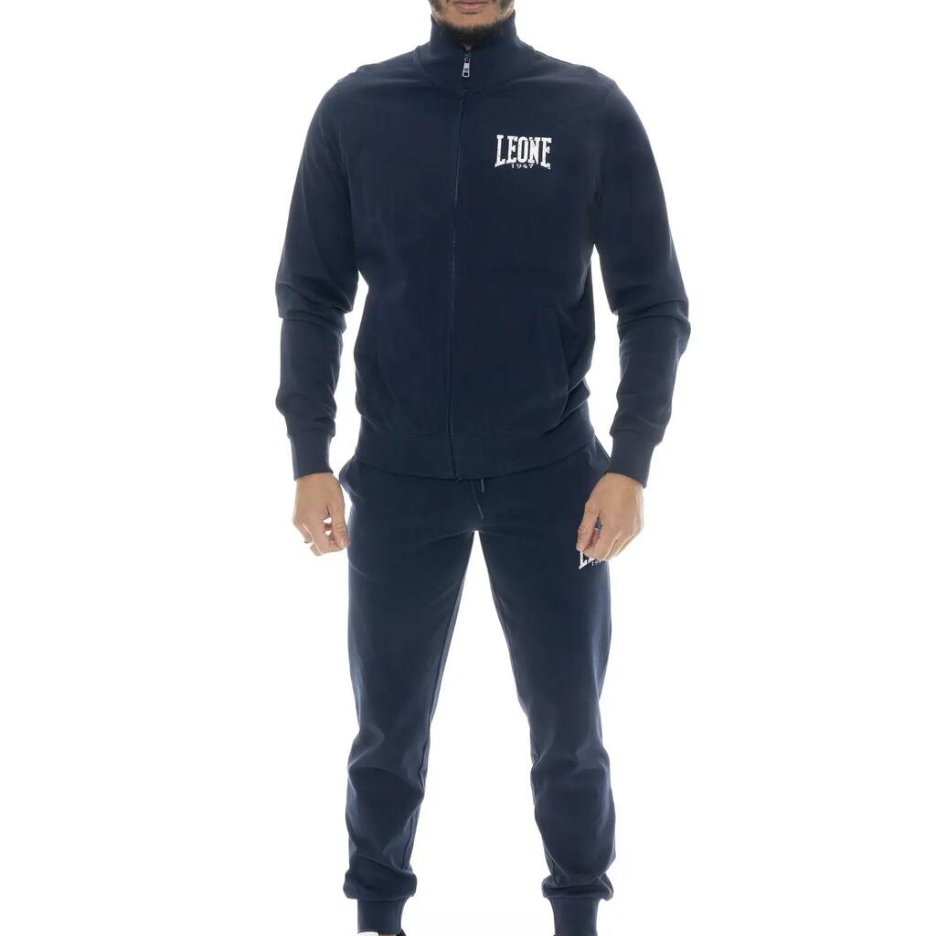 Leone HJ men's tracksuit in unbrushed cotton with collar and zip