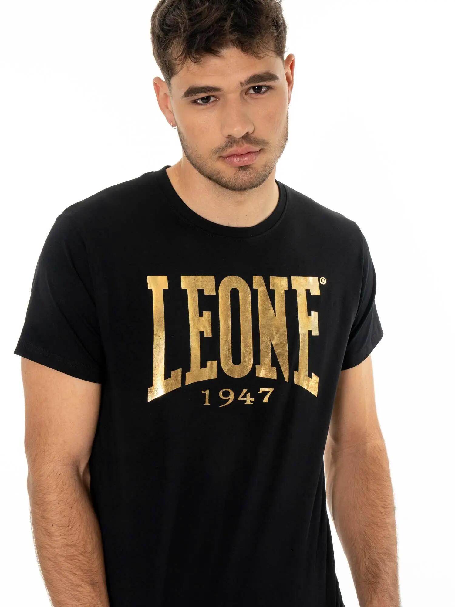 Stretch katoenen T-shirt met korte mouwen en groot Leone Basic-logo 5/5