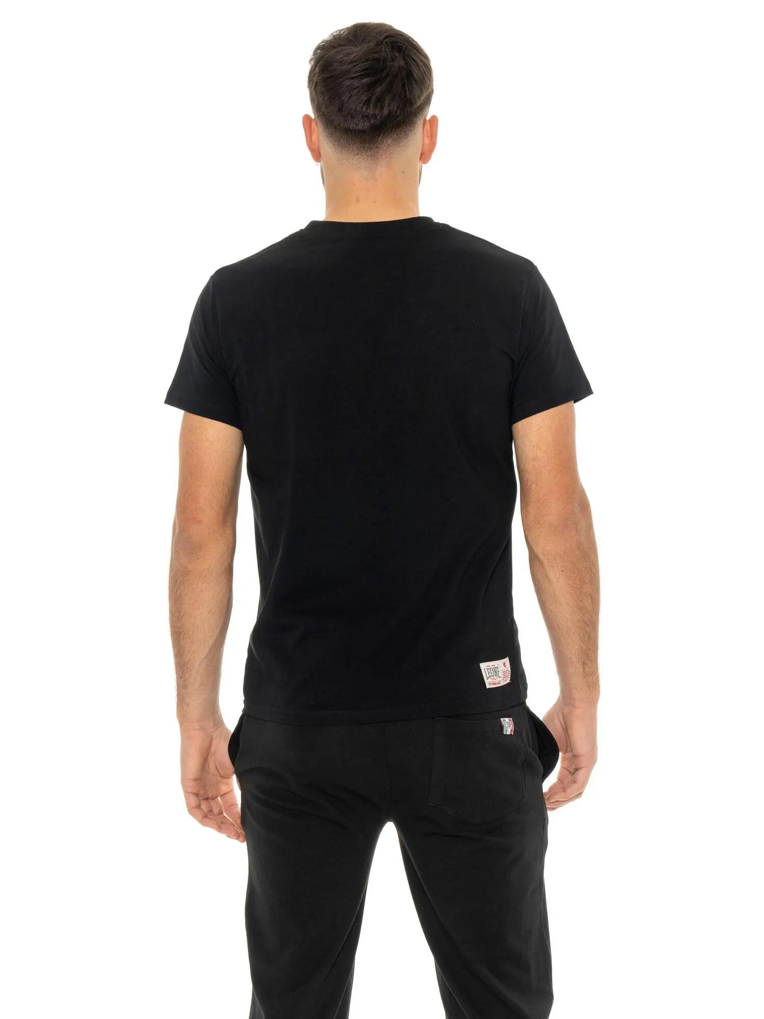 Stretch katoenen T-shirt met korte mouwen en groot Leone Basic-logo 4/5