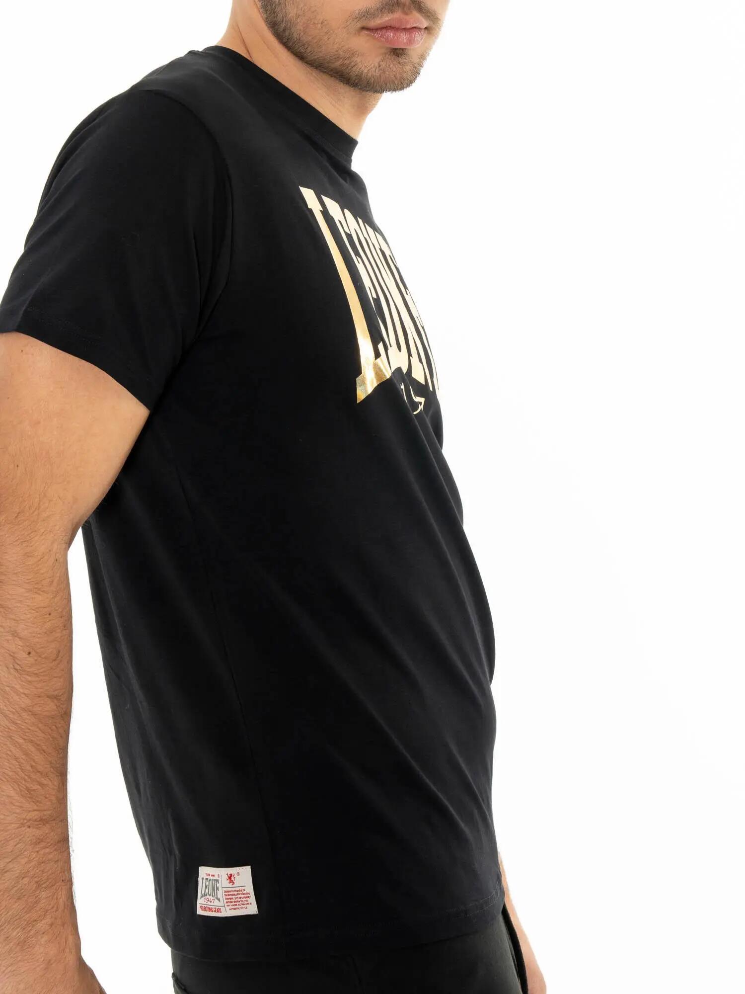 Stretch katoenen T-shirt met korte mouwen en groot Leone Basic-logo 3/5