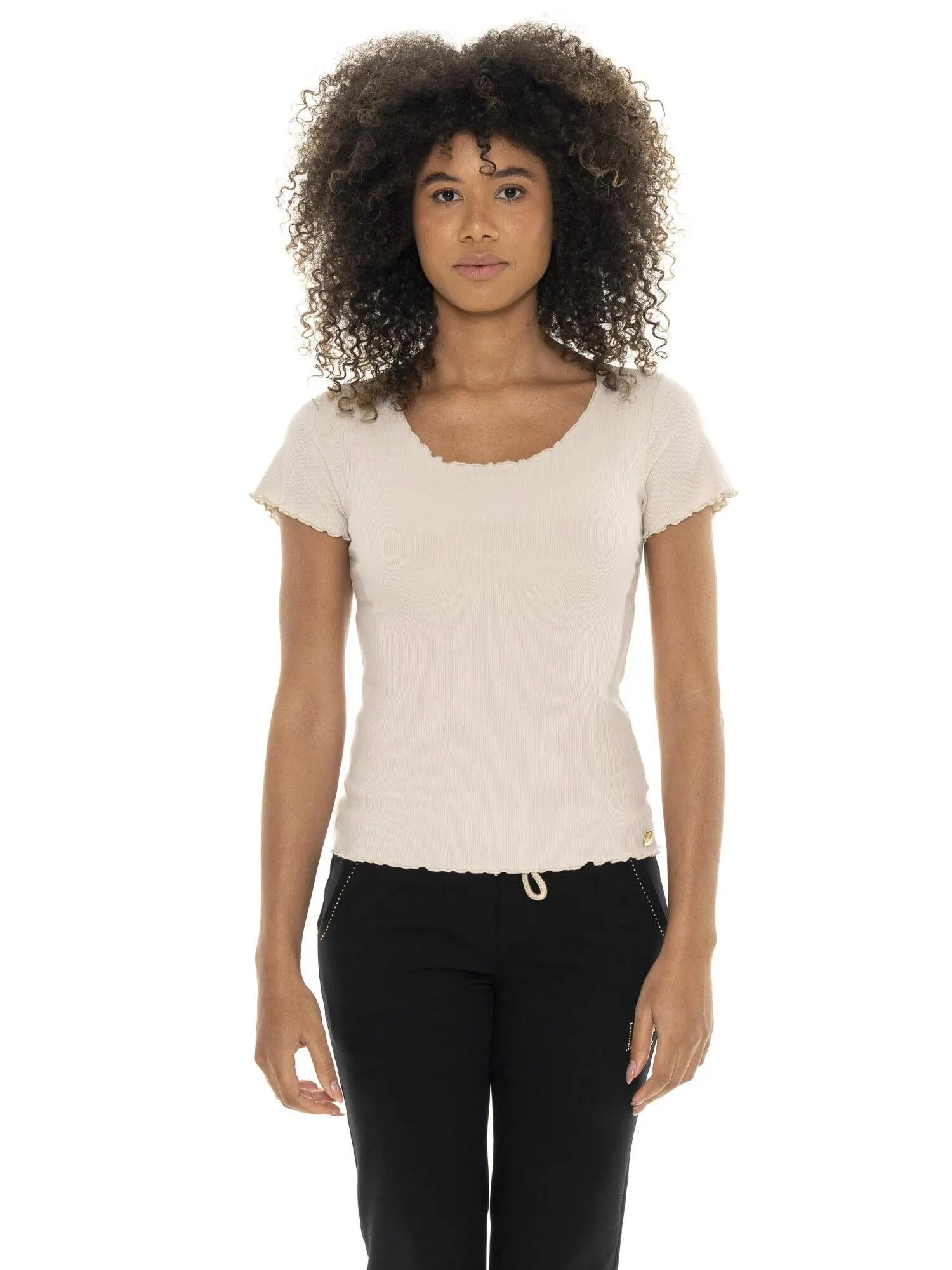 Leone Chic Gold stretch rib dames t-shirt 1/7