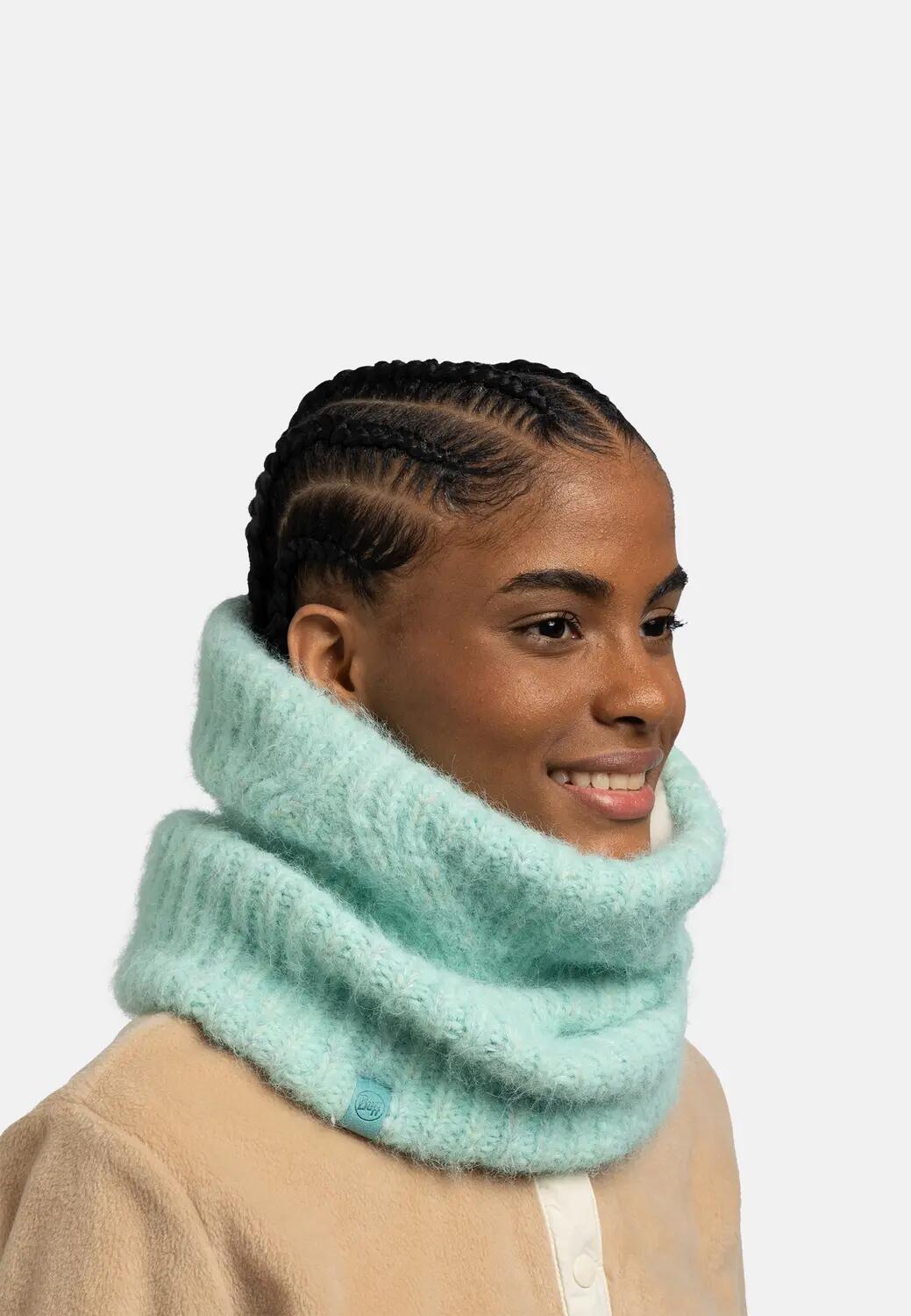 257 EYLA nekwarmer gebreid en fleece groen 4/5