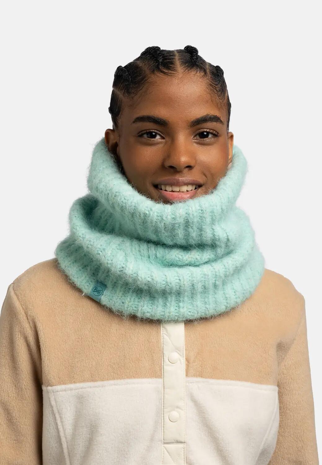 257 EYLA nekwarmer gebreid en fleece groen 3/5