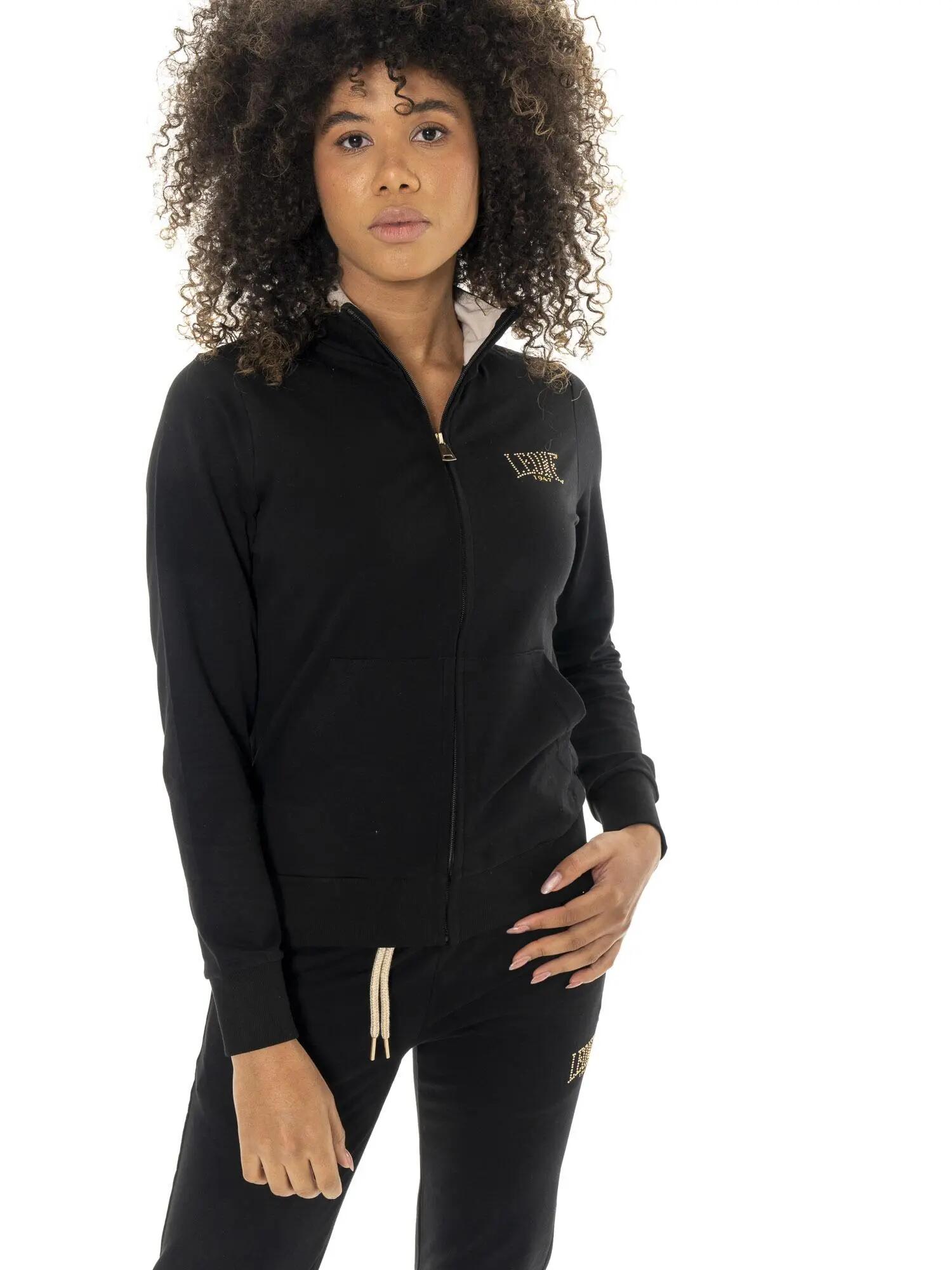 Tuta da donna in cotone non garzato con colletto e zip Leone Chic Gold 5/7