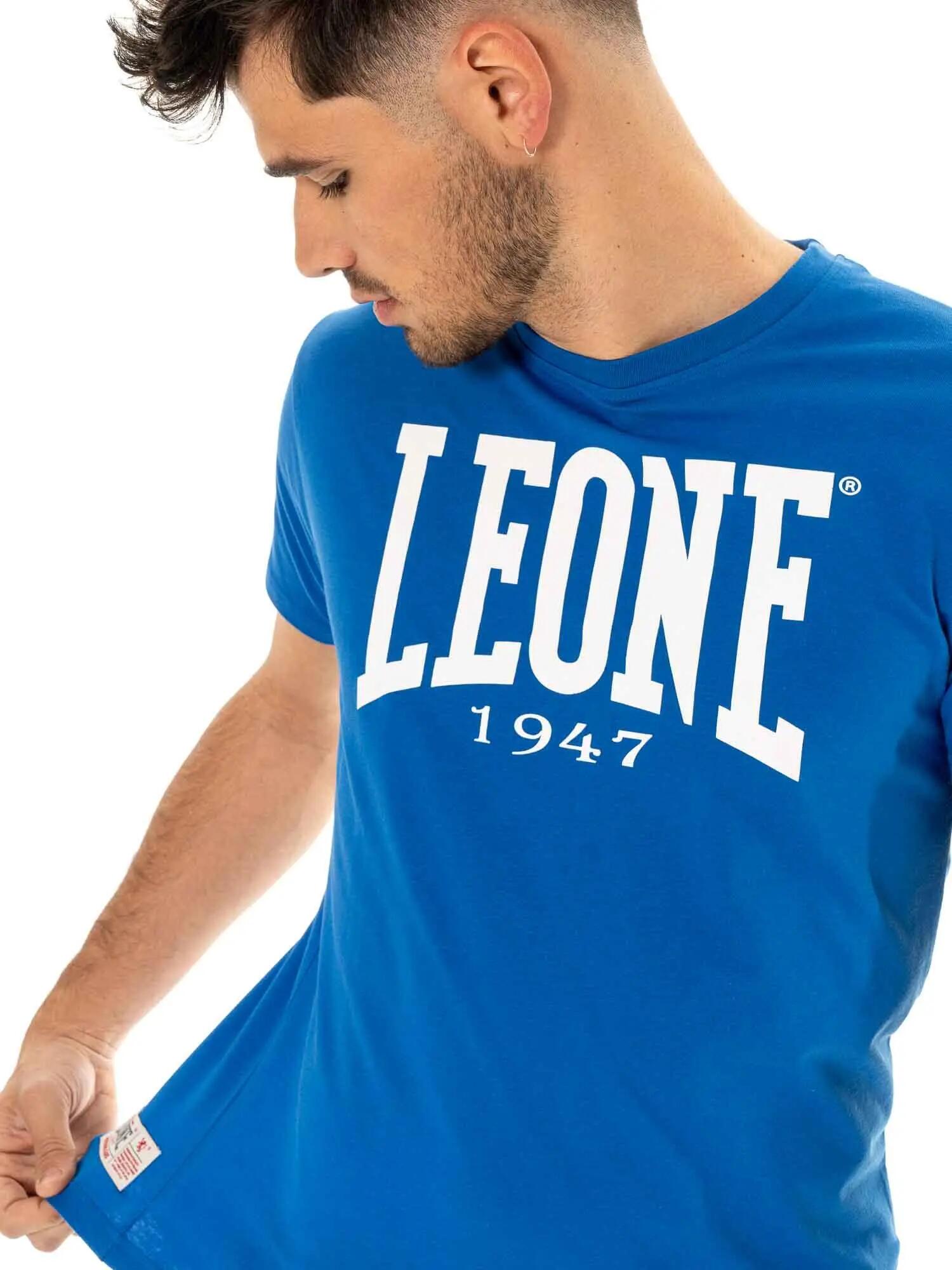 Camiseta de manga corta de algodón elástico con gran logo Leone Basic 3/5