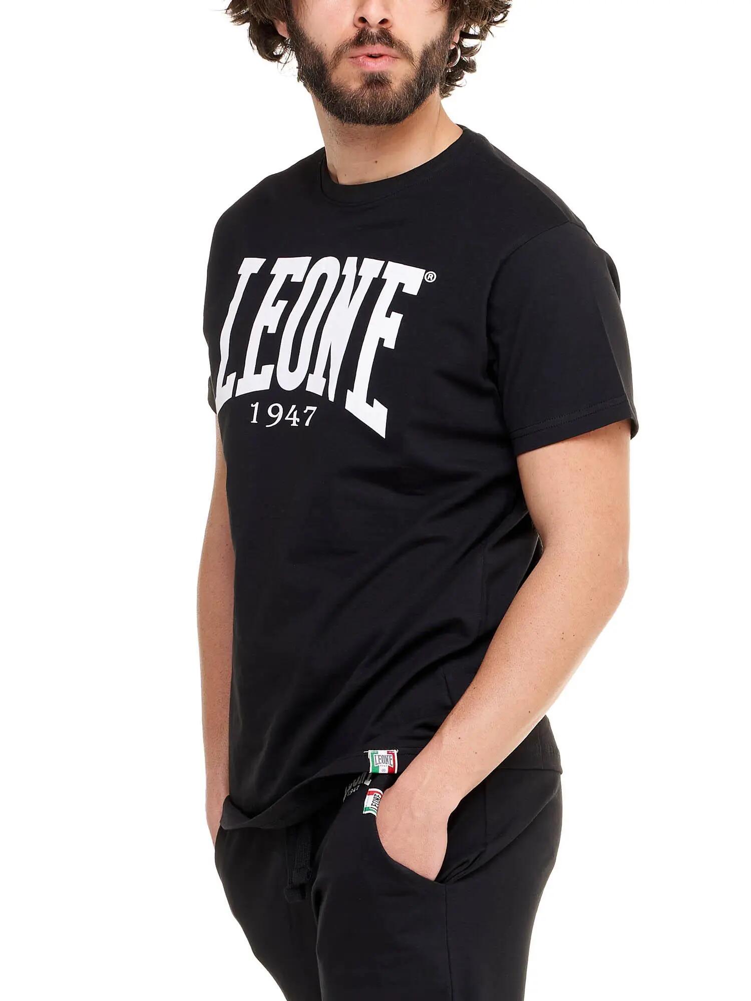 Stretch katoenen T-shirt met korte mouwen en groot Leone Basic-logo 5/5