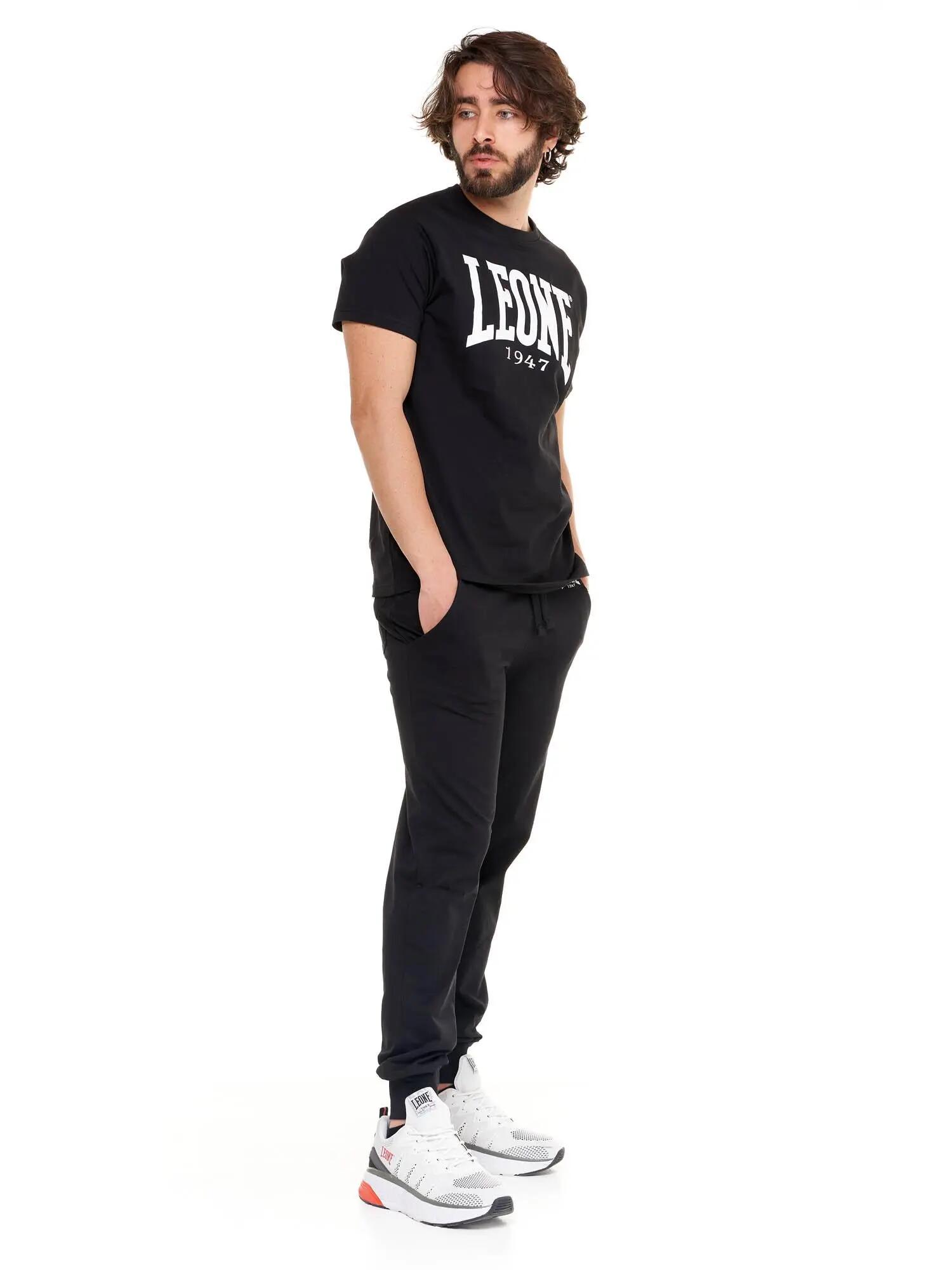 Stretch katoenen T-shirt met korte mouwen en groot Leone Basic-logo 3/5
