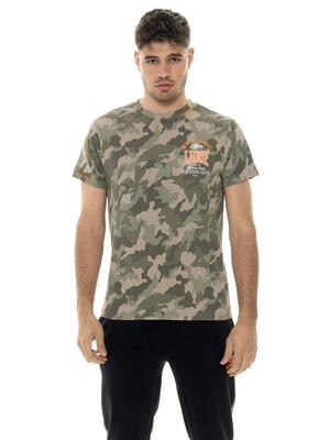 T-shirt da uomo a manica corta in cotone camouflage Leone Military 1947