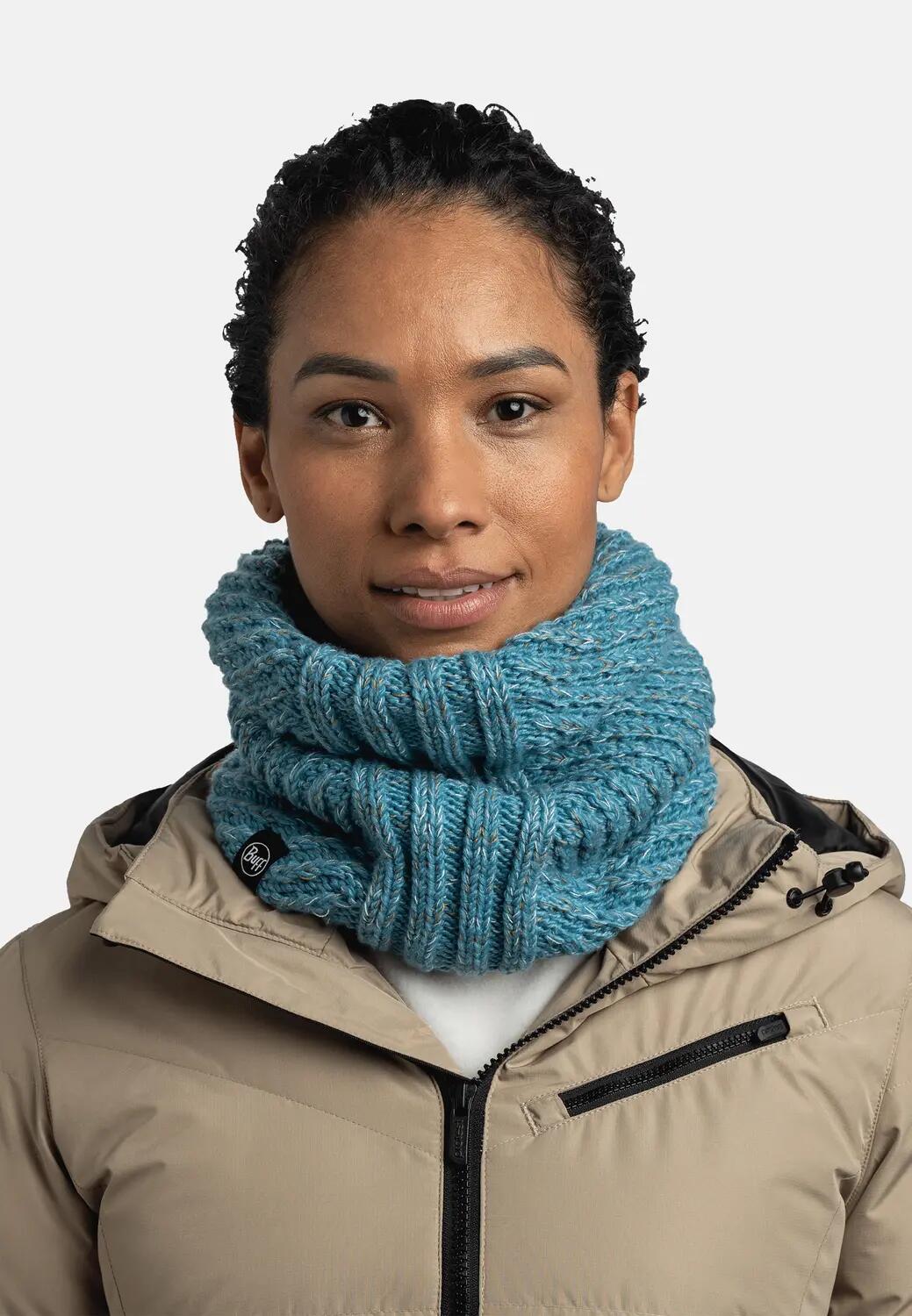 Cache-cou tricoté & Fleece Femme Buff Vert TAILLE UNIQUE 3/5