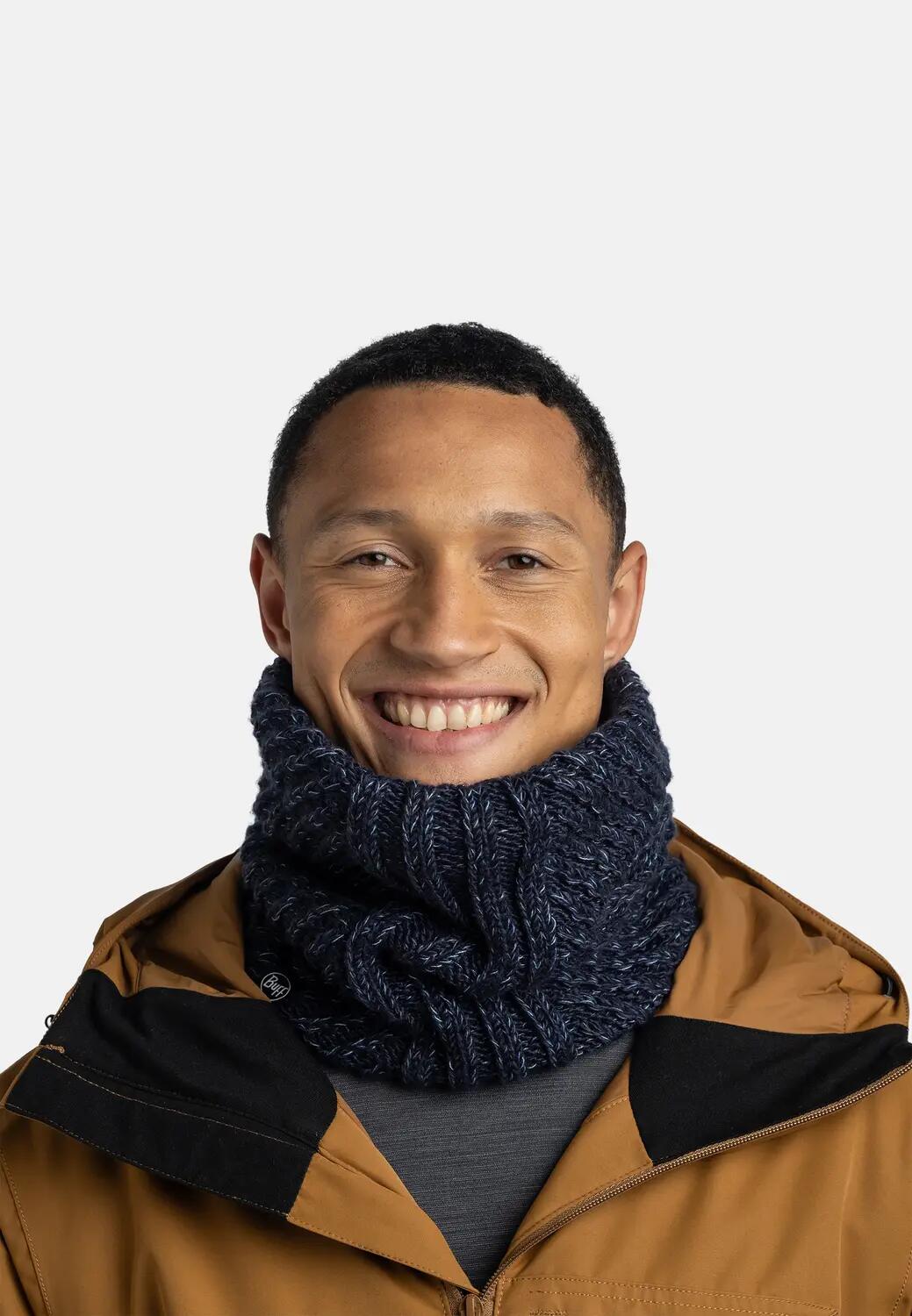 Cache-cou tricoté & Fleece Femme Buff Bleu foncé TAILLE UNIQUE 3/5