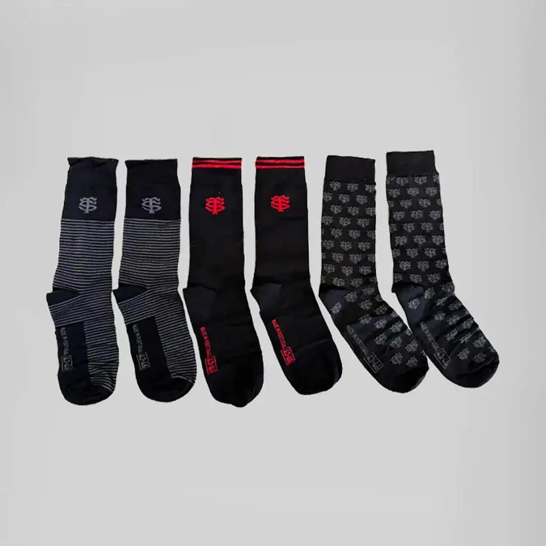 Set Trio Șosete Înalte Stade Toulousain Rugby Negre