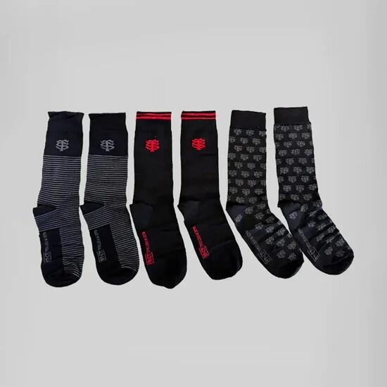 Stade Toulousain Rugby Schwarzes Dreierpack Hohe Socken