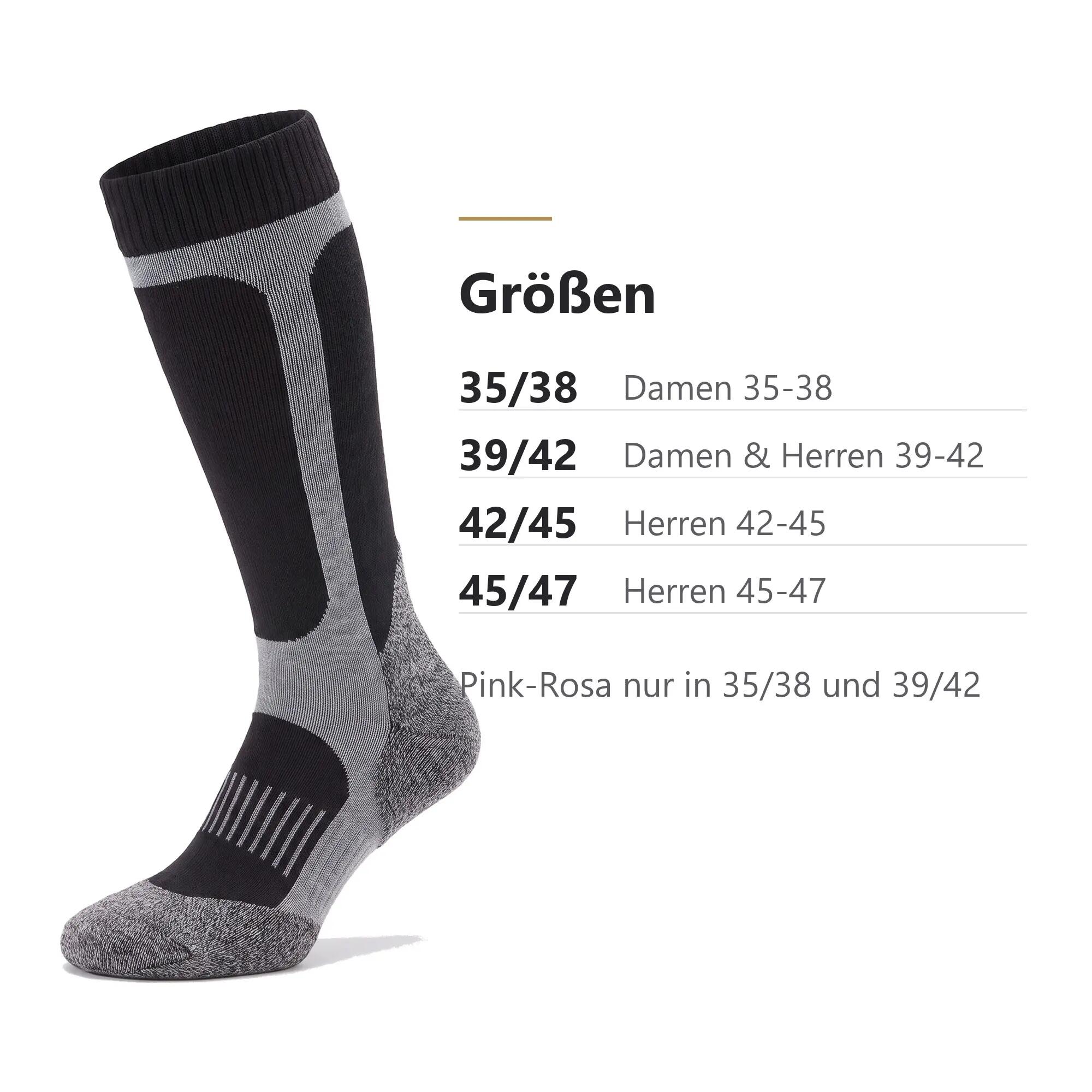 Skisocken 4er Pack kniehoch, Skistrümpfe Damen & Herren mit Merinowolle 6/6
