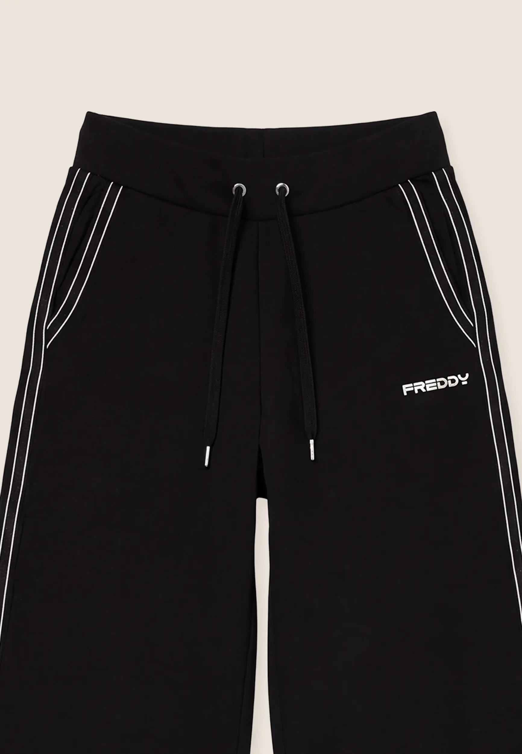 Pantalón deportivo cómodo de pernera ancha con bandas perladas 3/3