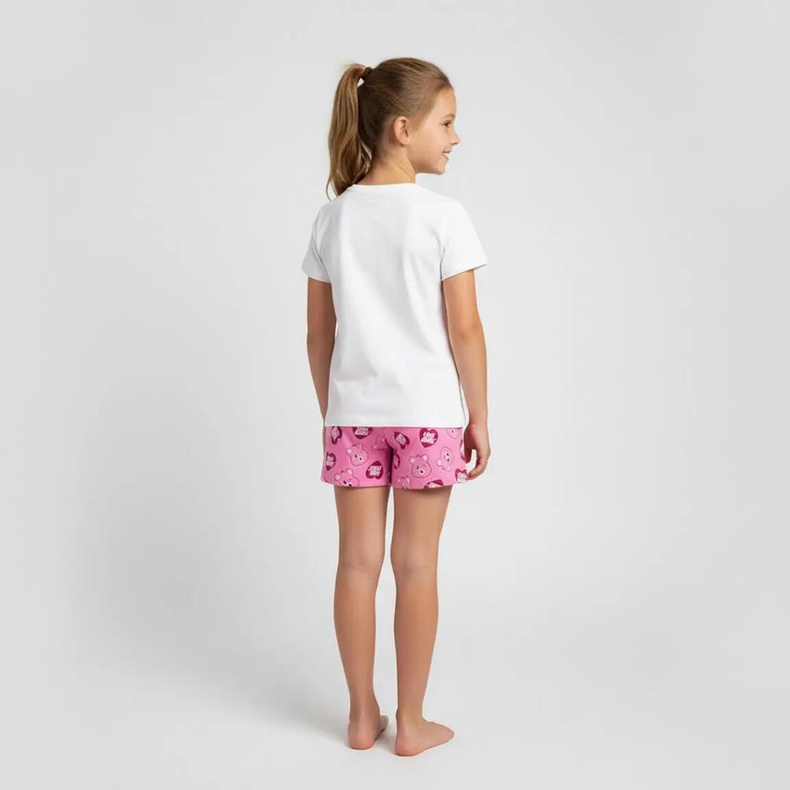Pijama Curto Infantil Care Bears de Duas Peças de Algodão Rosa 6/6