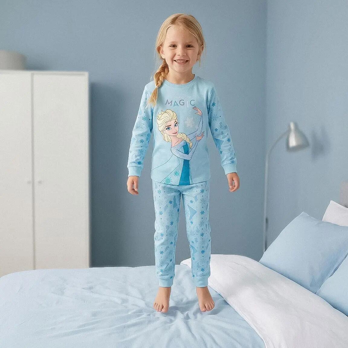 Pyjama Long Enfant Frozen Deux Pièces en Coton et Polyester Turquoise 6/6