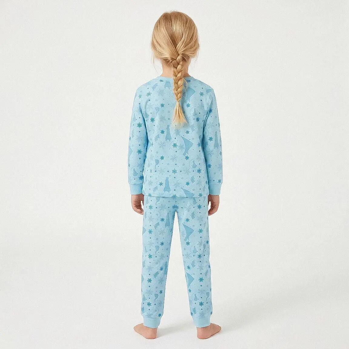 Pyjama Long Enfant Frozen Deux Pièces en Coton et Polyester Turquoise 5/6