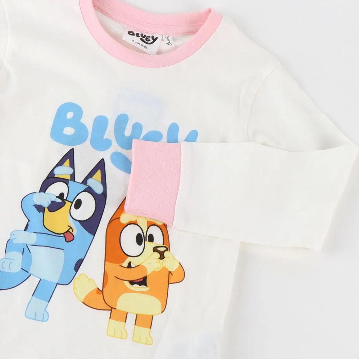 Pijama Largo Infantil Bluey de Dos Piezas de Algodón Beige 3/4