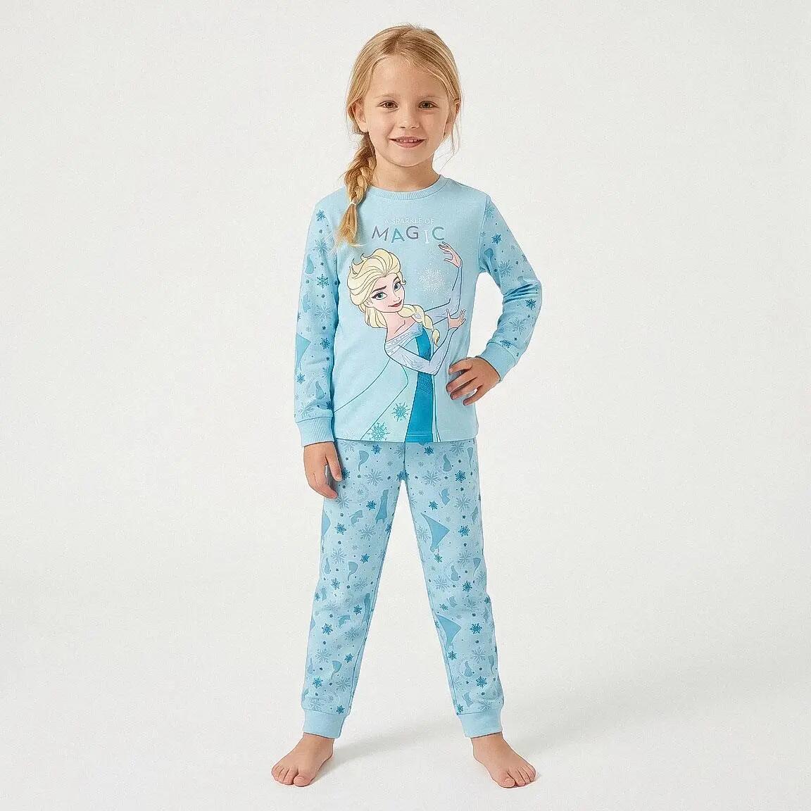 Pyjama Long Enfant Frozen Deux Pièces en Coton et Polyester Turquoise 4/6