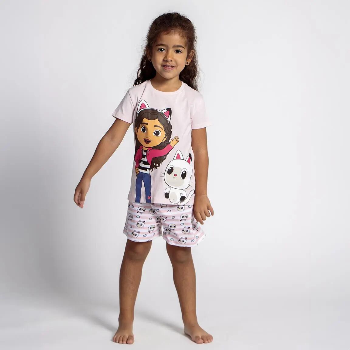 Pigiama Corto Bambino Gabby's Dollhouse Due Pezzi in Cotone Rosa 5/6