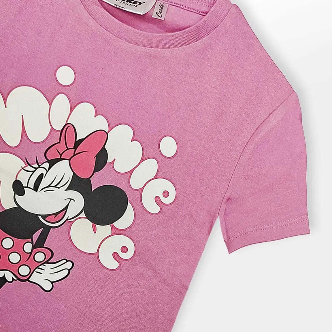 Schlafanzug Kurz Kinder Minnie Zweiteilig aus Baumwolle Rosa 3/5