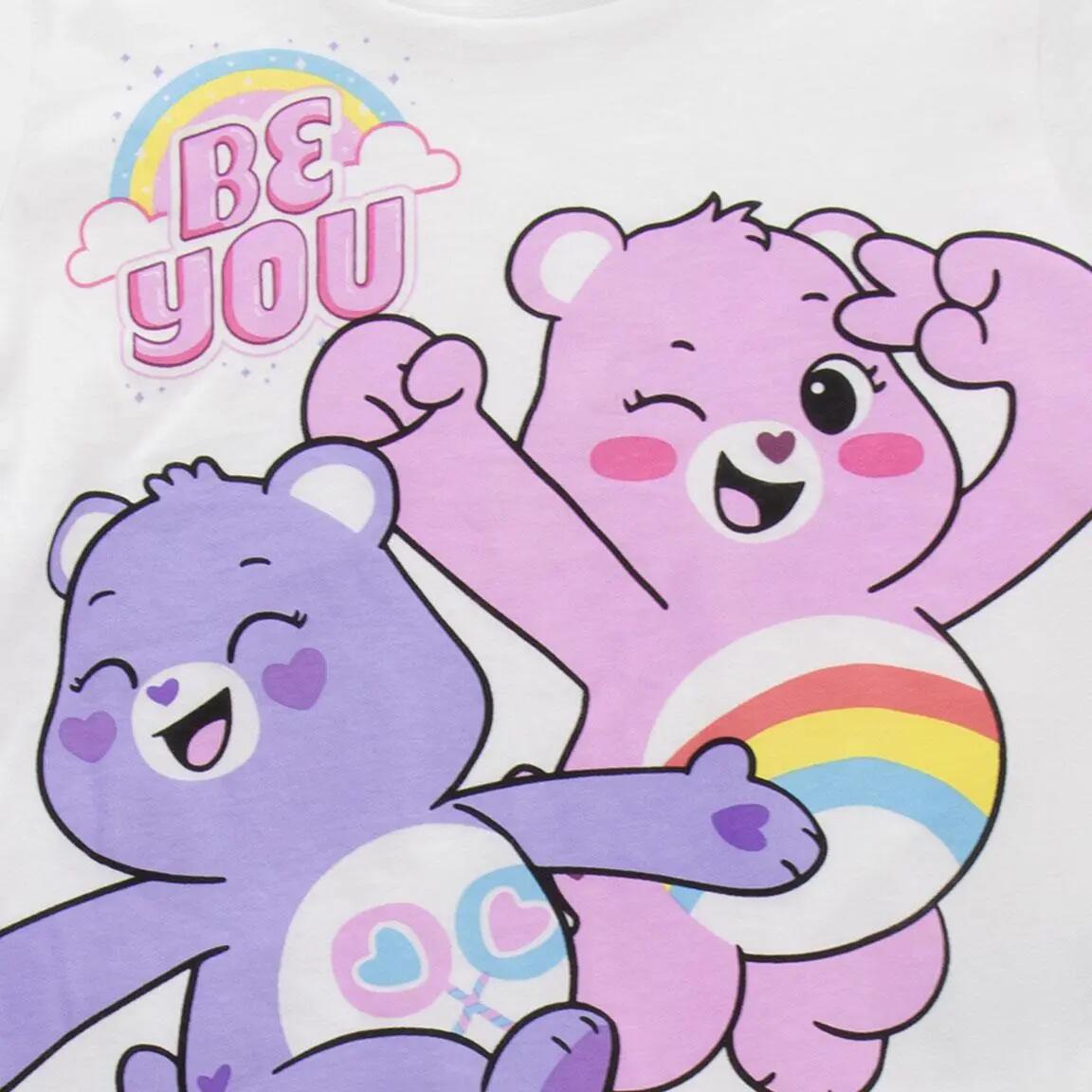Pijama Curto Infantil Care Bears de Duas Peças de Algodão Rosa 3/6