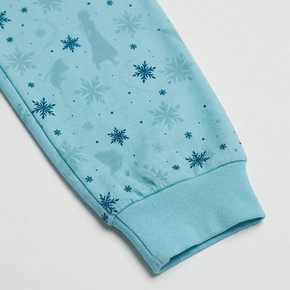 Pyjama Long Enfant Frozen Deux Pièces en Coton et Polyester Turquoise 3/6