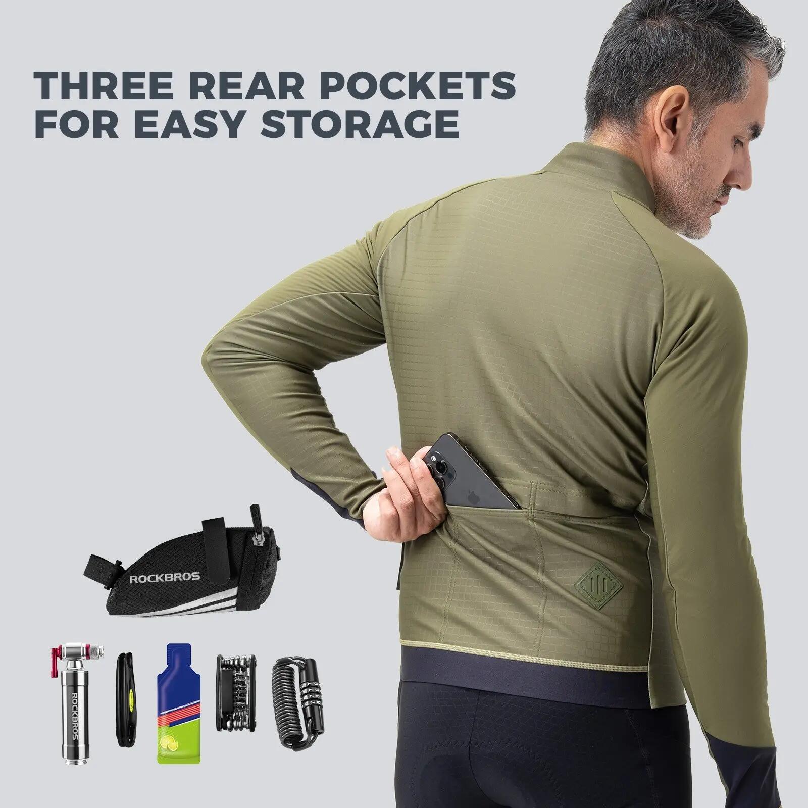 ROCKBROS Veste de vélo d'hiver coupe-vent avec doublure polaire 4/6