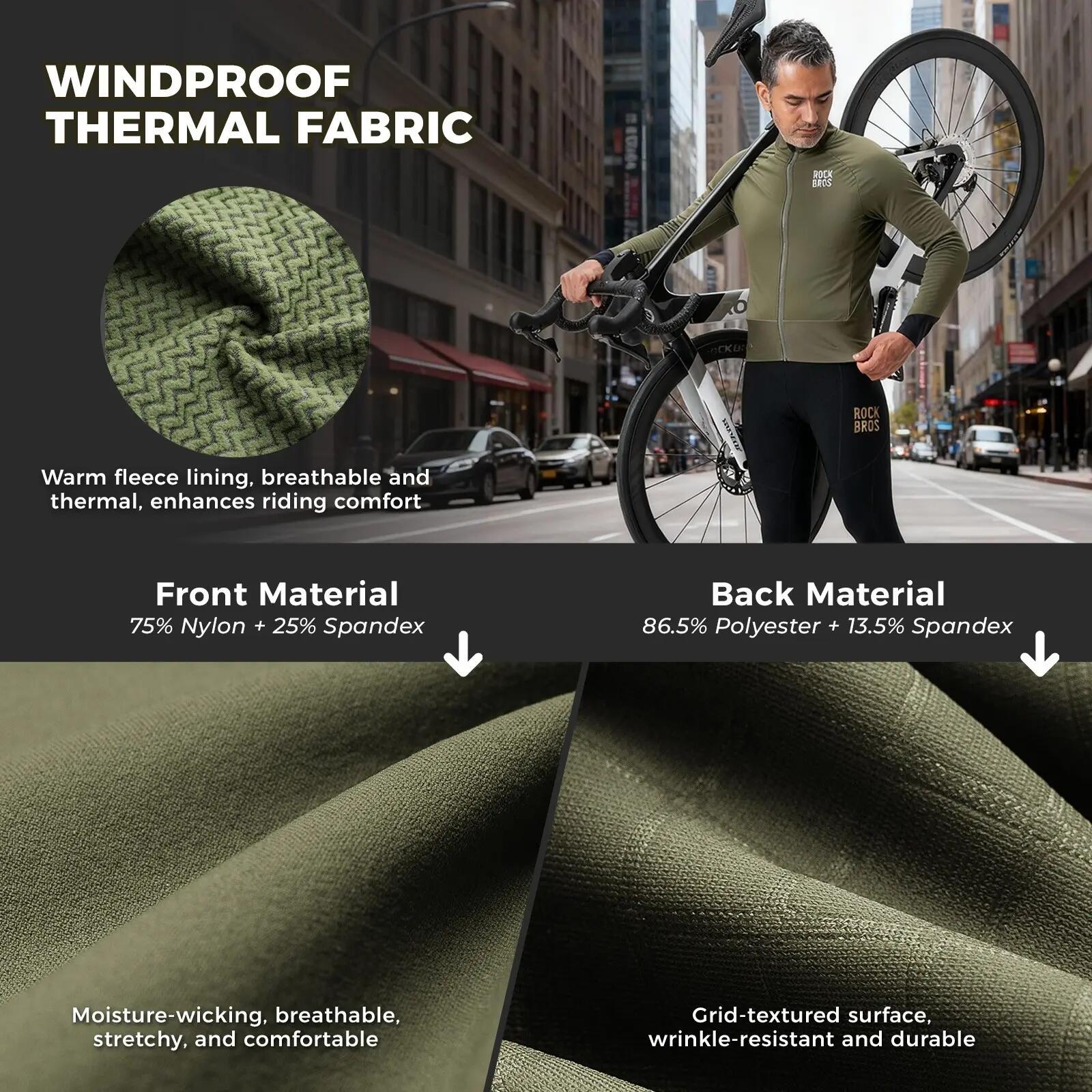 ROCKBROS Veste de vélo d'hiver coupe-vent avec doublure polaire 2/6