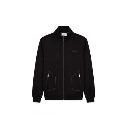 Sweat-shirt hommes en molleton brossé technique avec fermeture zippée et col mon