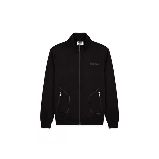 Sweat-shirt hommes en molleton brossé technique avec fermeture zippée et col mon
