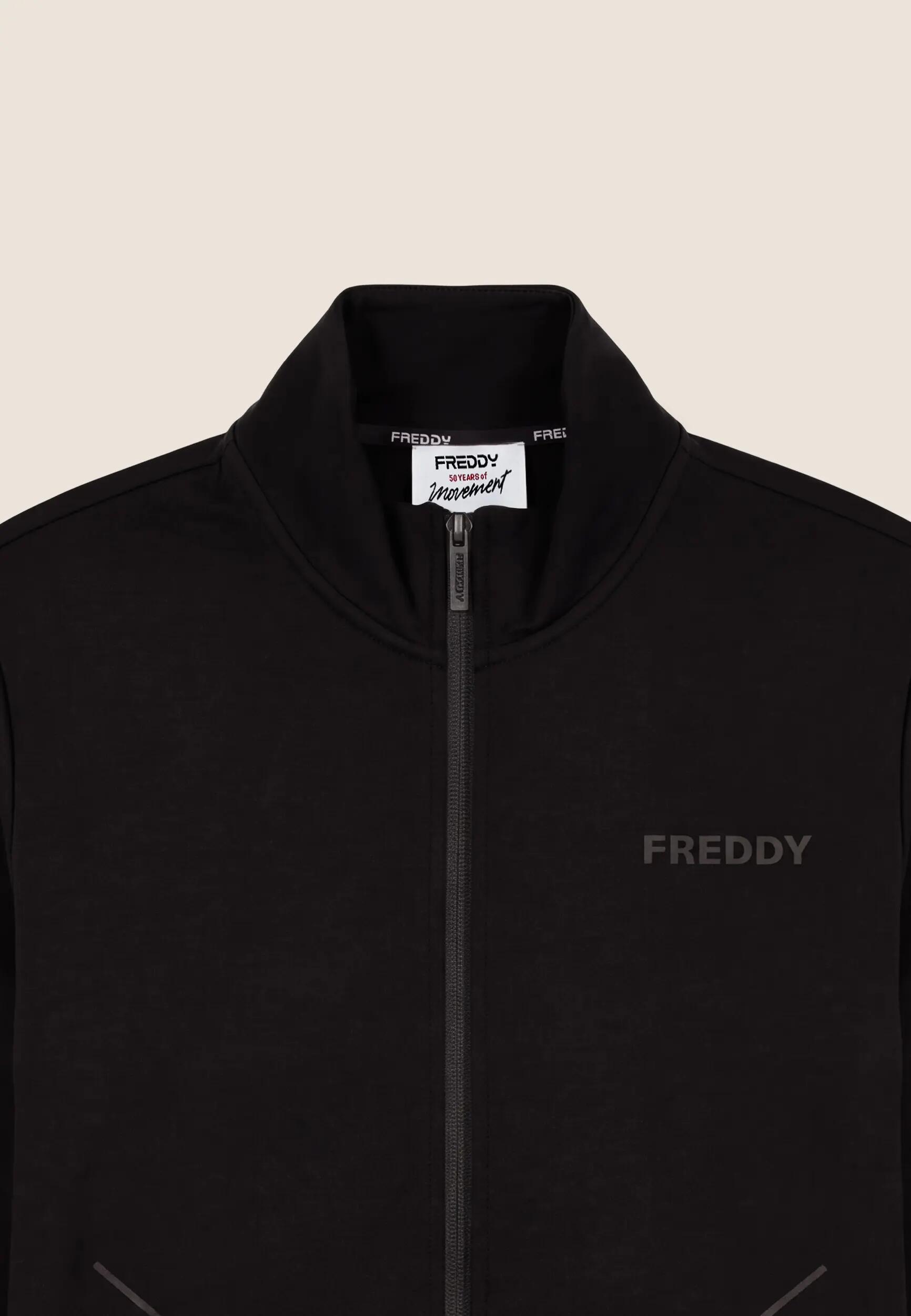 Sweat-shirt hommes en molleton brossé technique avec fermeture zippée et col mon 3/3