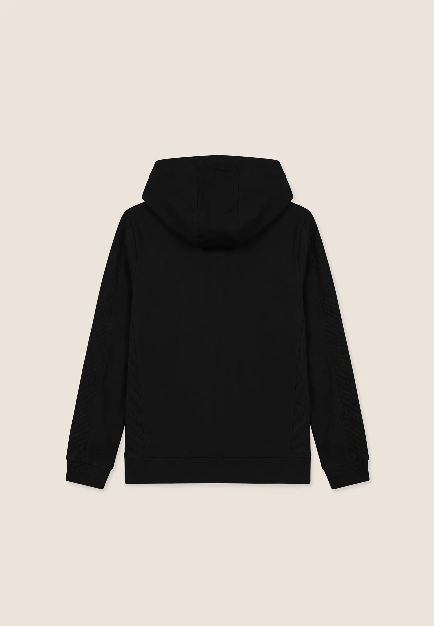 Felpa donna zip e cappuccio con inserti in costina 2/3