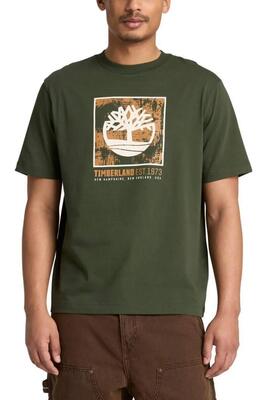 T-shirt - casual - heren - regular fit, ronde hals, logo print - army green