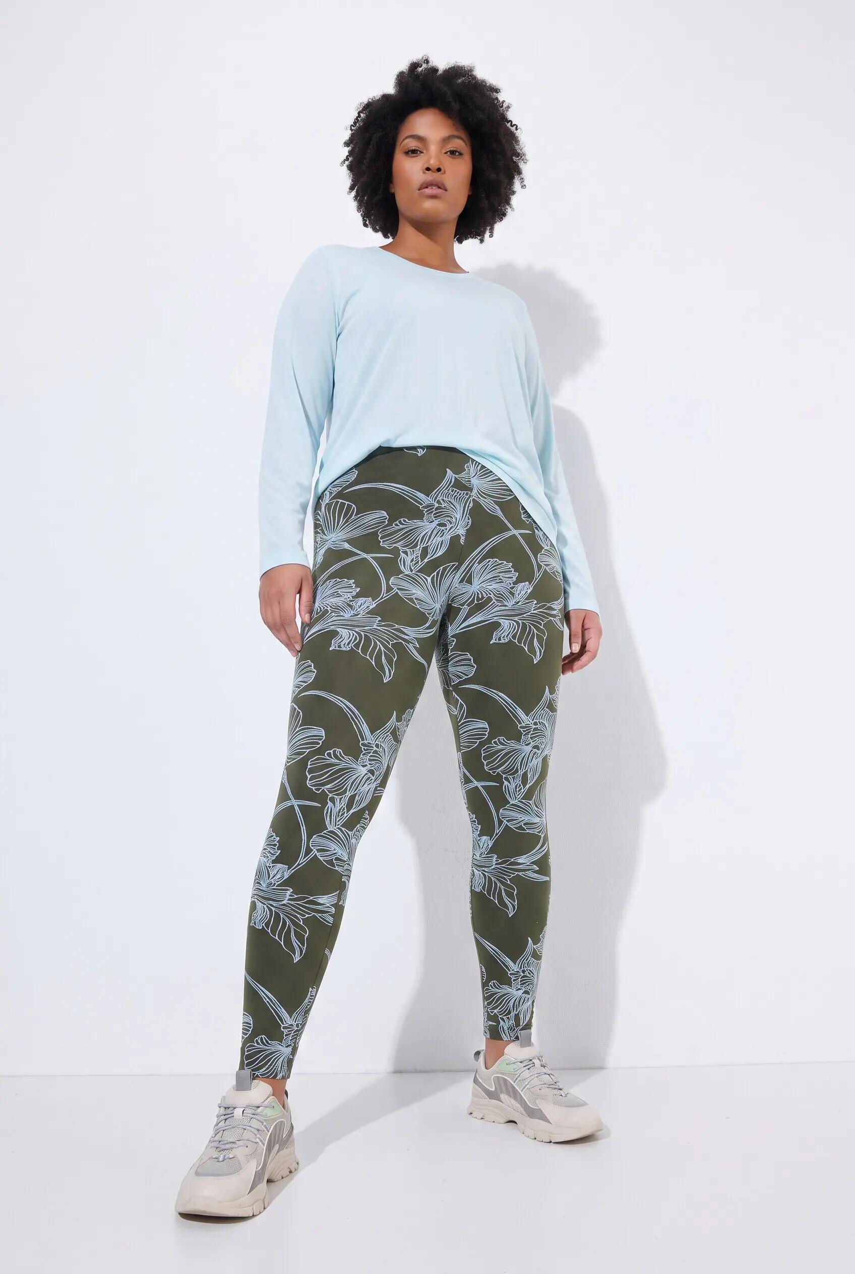 Damen Leggings Blüten Slim Elastikbund 12/13