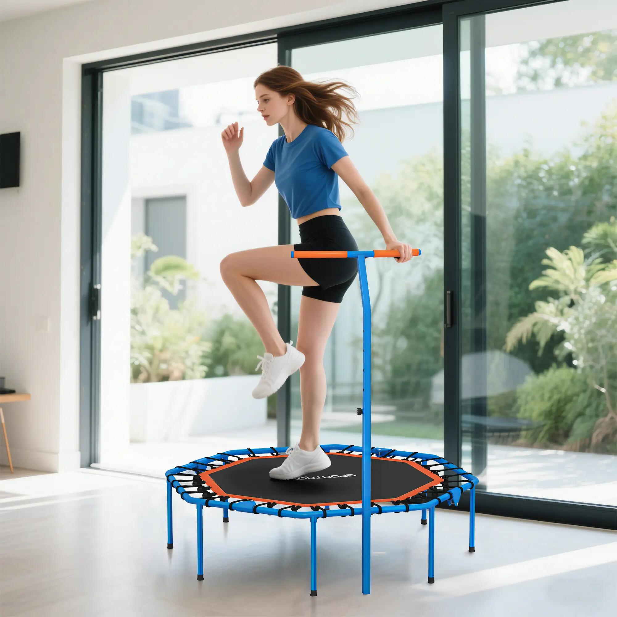 Trampoline de fitness, trampoline d'entraînement avec barre de maintien réglable 4/9