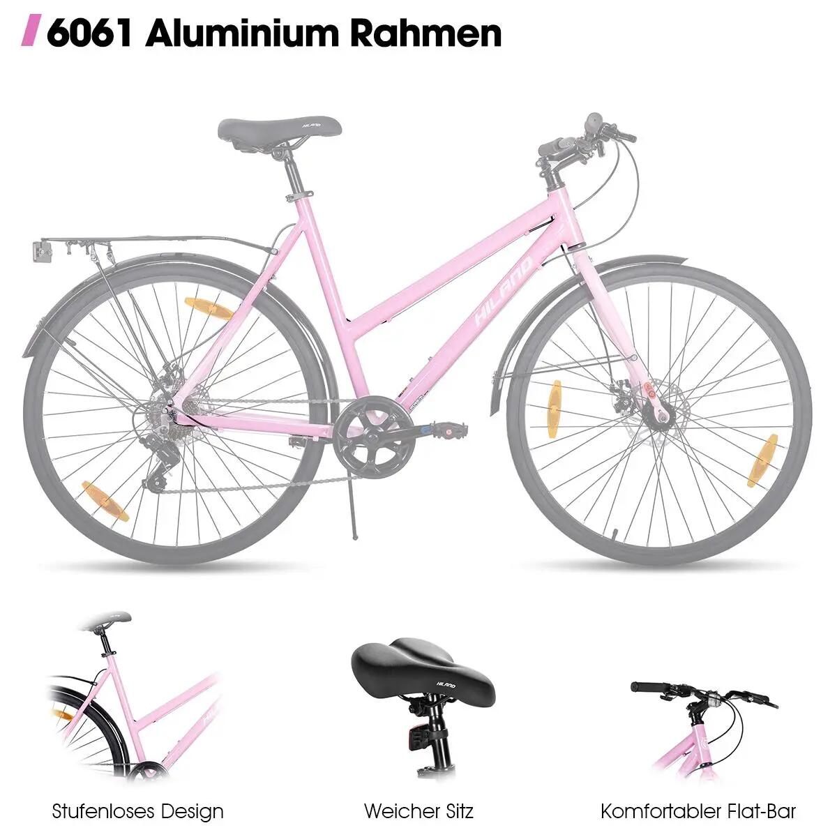 Damen Herren Citybike 28 Zoll 7-Gang Aluminium Scheibenbremse 700C 5/7