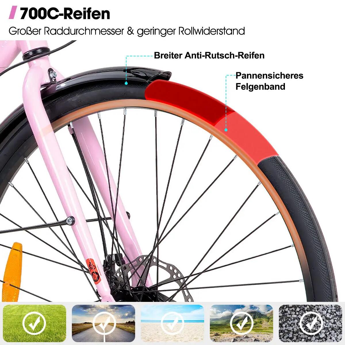 Damen Herren Citybike 28 Zoll 7-Gang Aluminium Scheibenbremse 700C 3/7