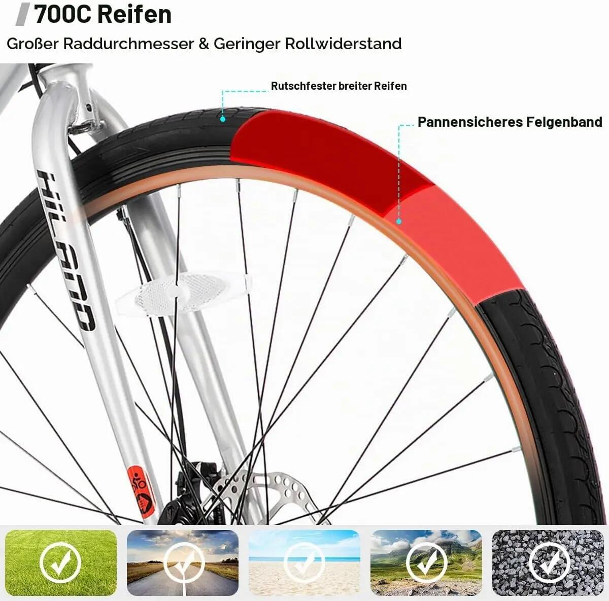 Herren Rennrad 28 Zoll 21-Gang Scheibenbremse 700C 2/7