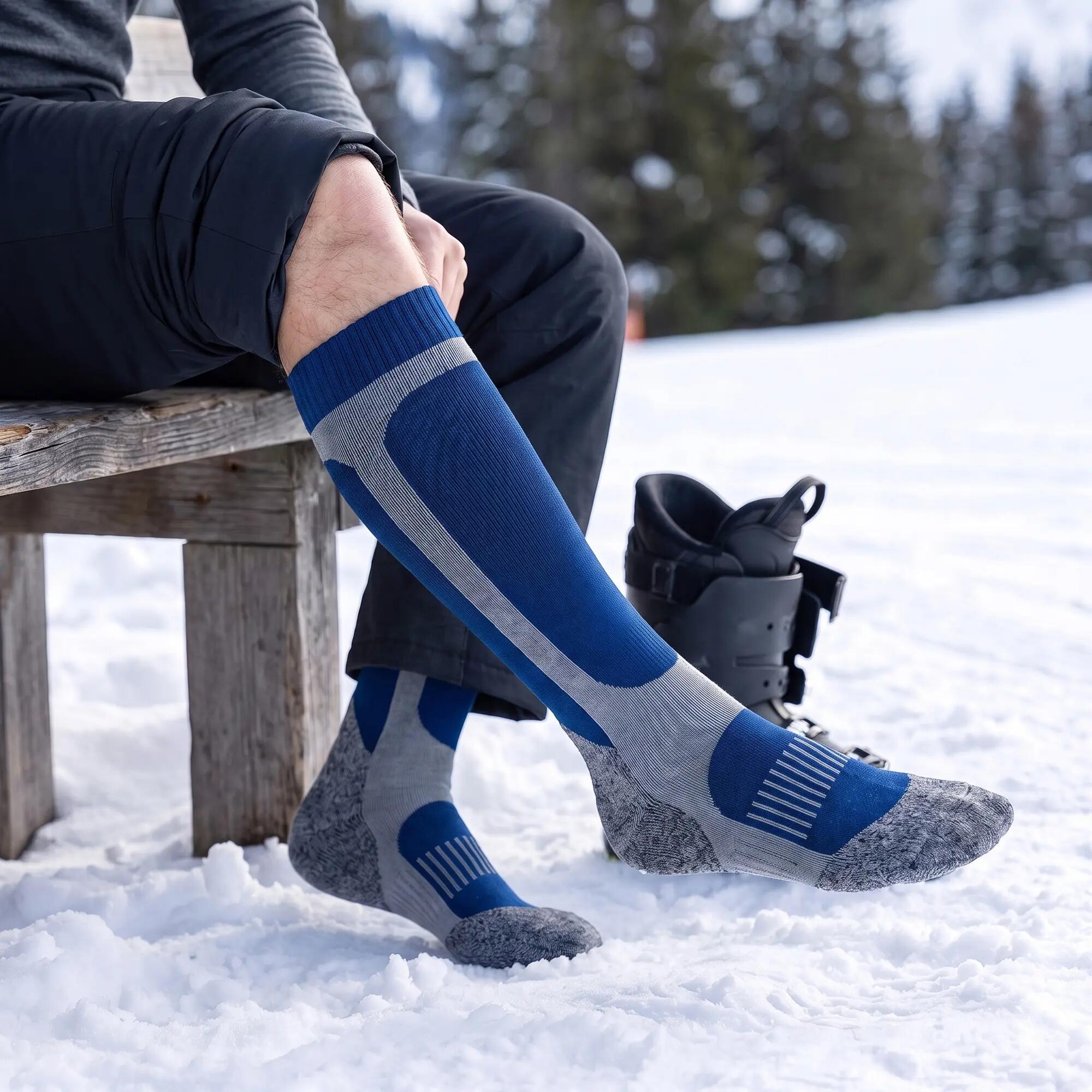 Skisocken 4er Pack kniehoch, Skistrümpfe Damen & Herren mit Merinowolle 3/6