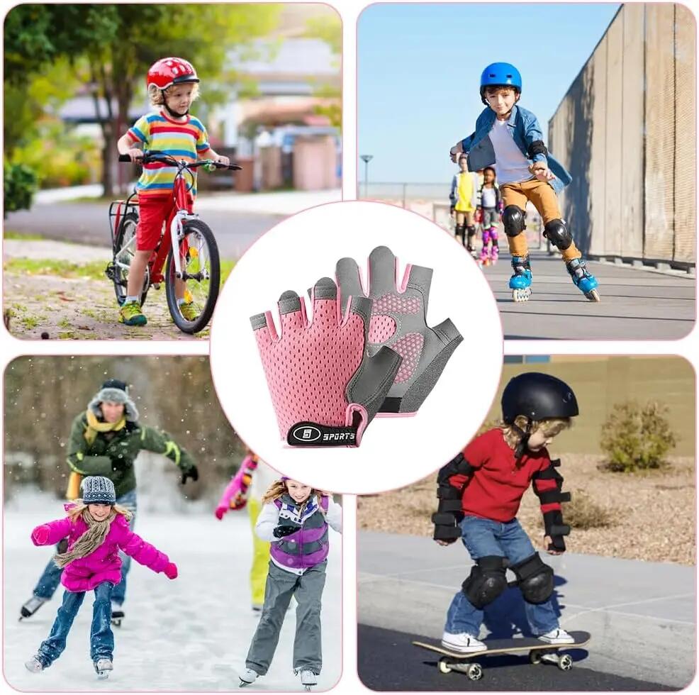 Gants de cyclisme pour enfants de 6 à 12 ans – Gants de sport antidérapants à do 5/6
