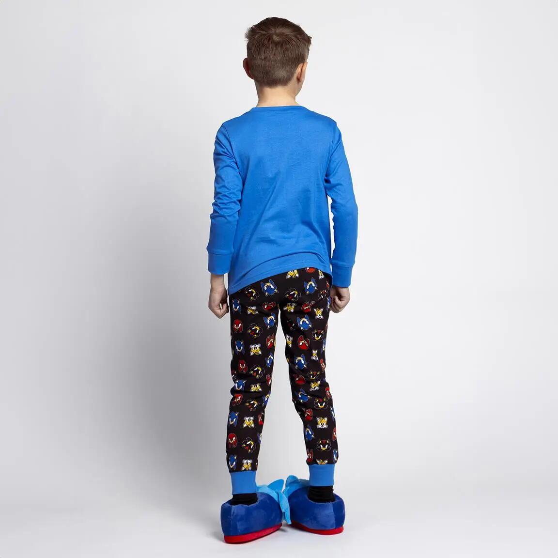 Schlafanzug Lang Kinder Sonic Zweiteilig aus Baumwolle Blau 5/6