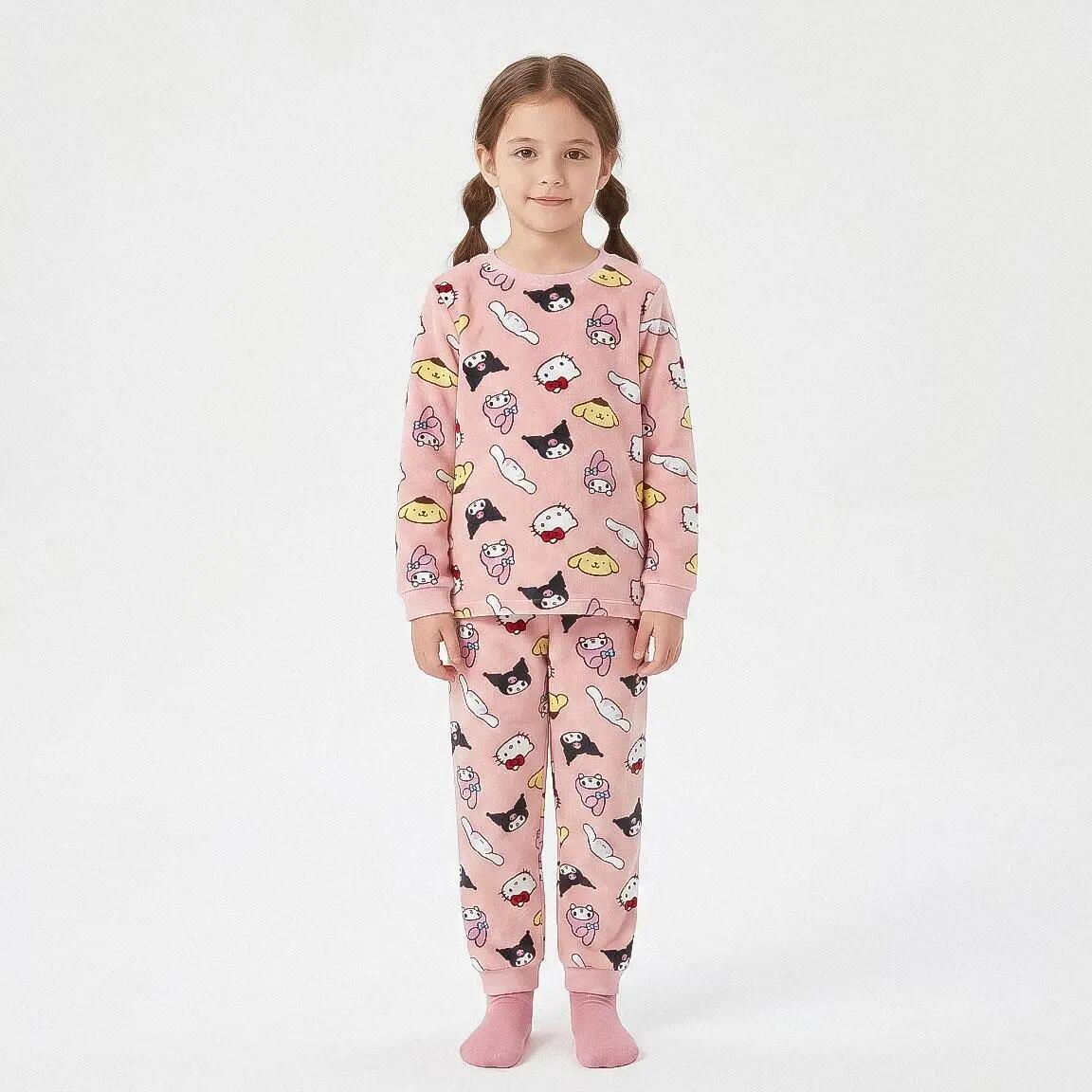 Pyjama Long Enfant Hello Kitty Deux Pièces en Polyester Rose 4/6