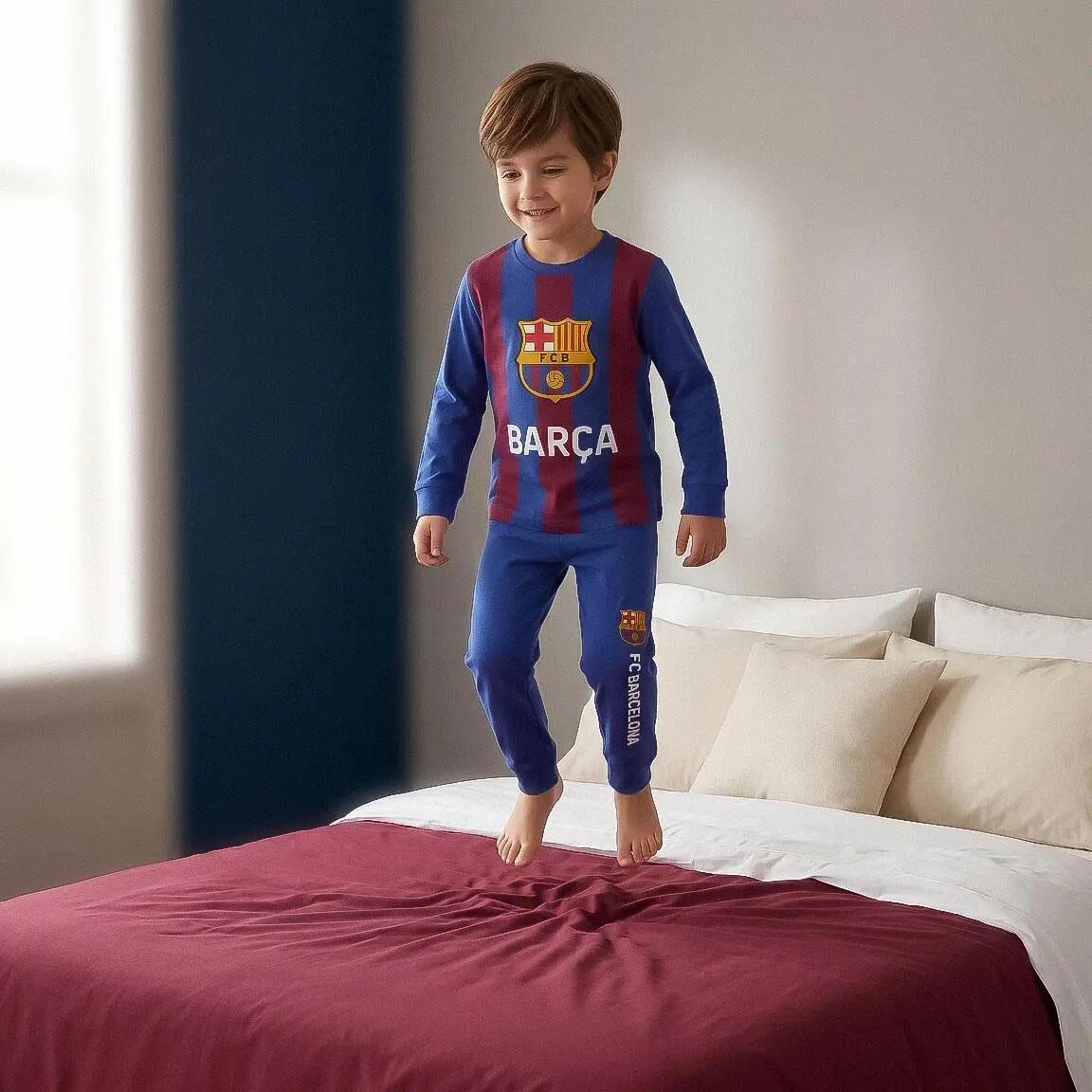Pijama Largo Infantil FC Barcelona de Dos Piezas de Algodón y Poliéster Azul 6/6