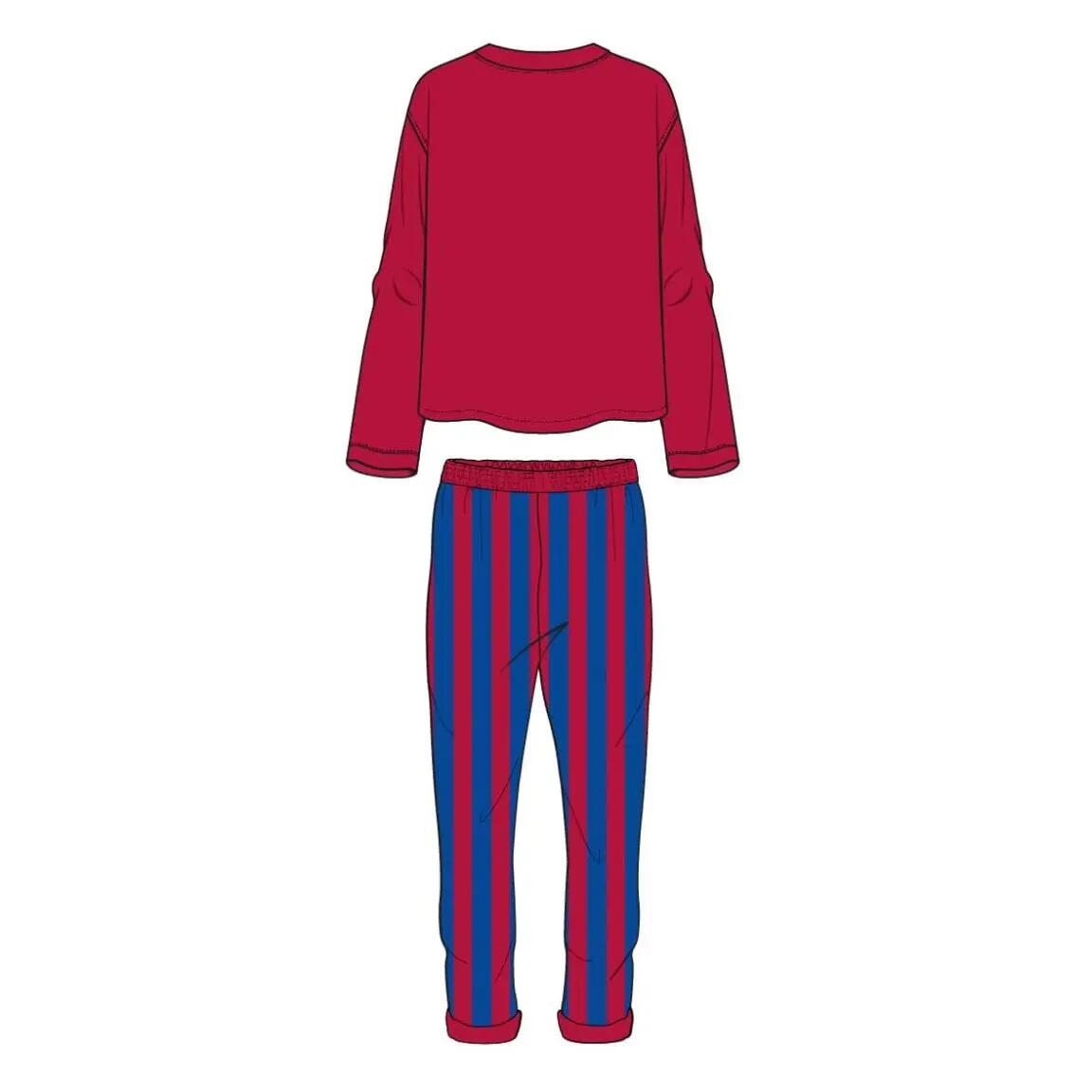 Pyjama Lang Volwassenen FC Barcelona Tweedelig van Katoen en Polyester Beige 2/2