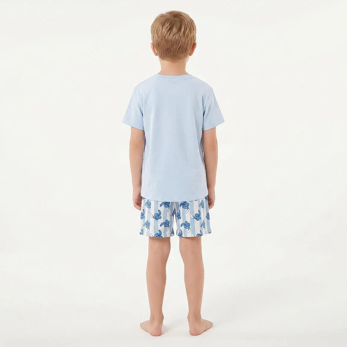 Pyjama Kort Kinder Stitch Tweedelig van Katoen Blauw 6/6