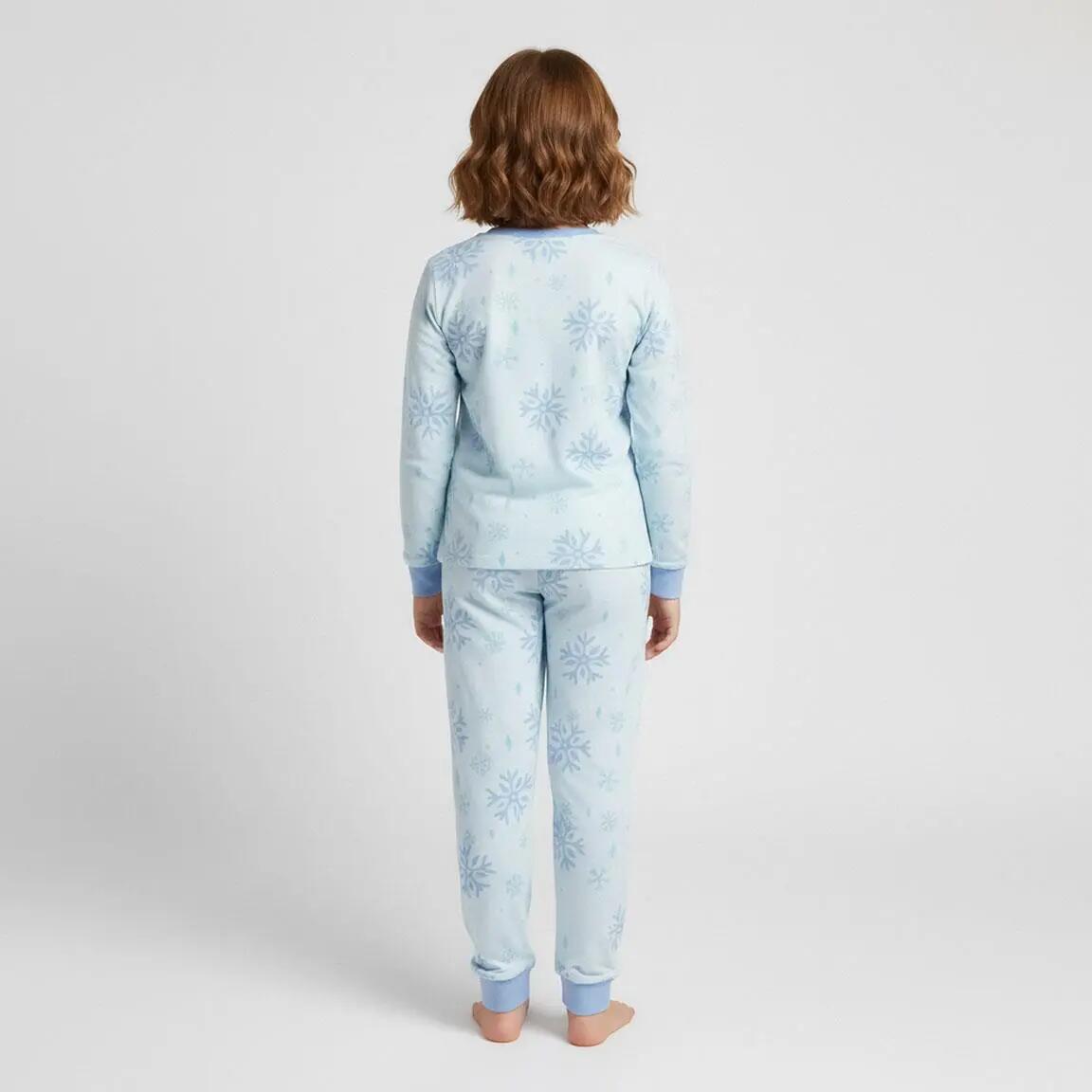 Pijama Largo Infantil Frozen de Dos Piezas de Algodón y Poliéster Azul Claro 5/6