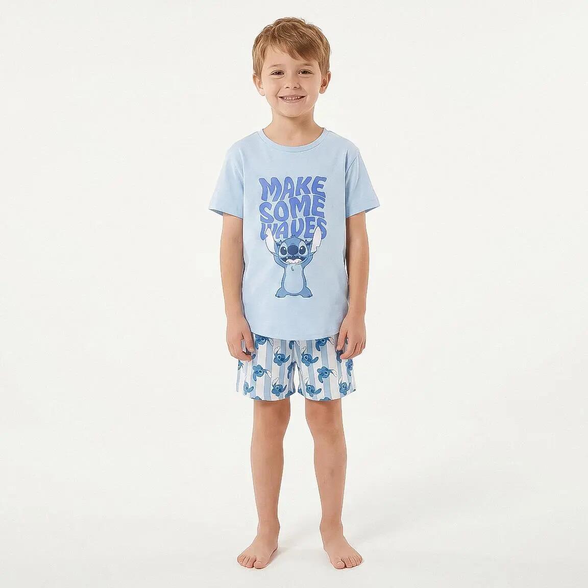 Pyjama Kort Kinder Stitch Tweedelig van Katoen Blauw 5/6