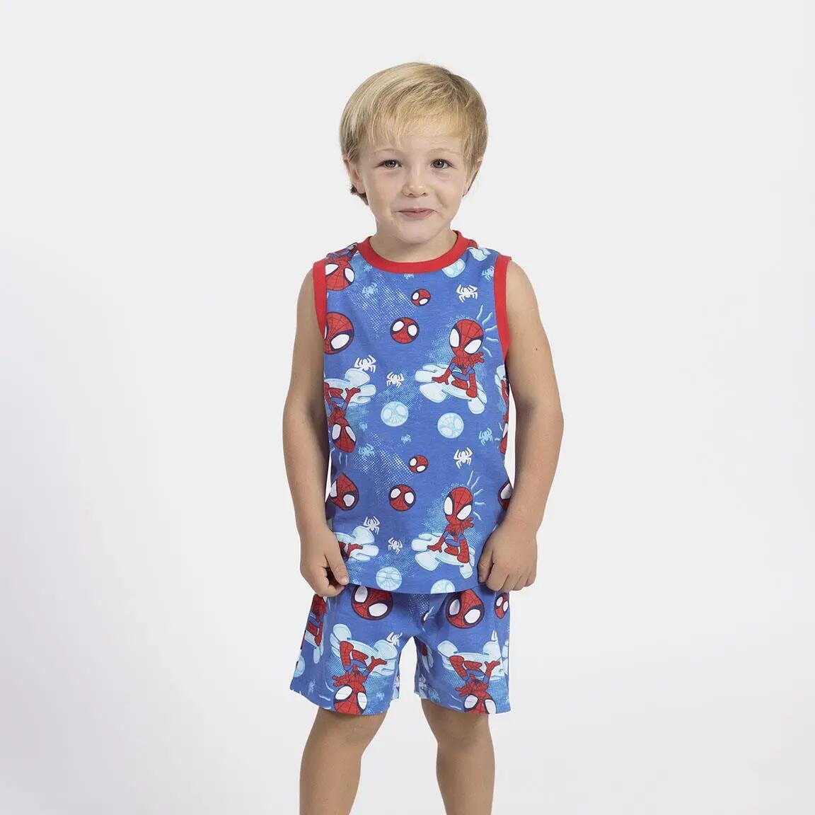Pyjama Court Enfant Spidey Deux Pièces en Coton Bleu 4/5